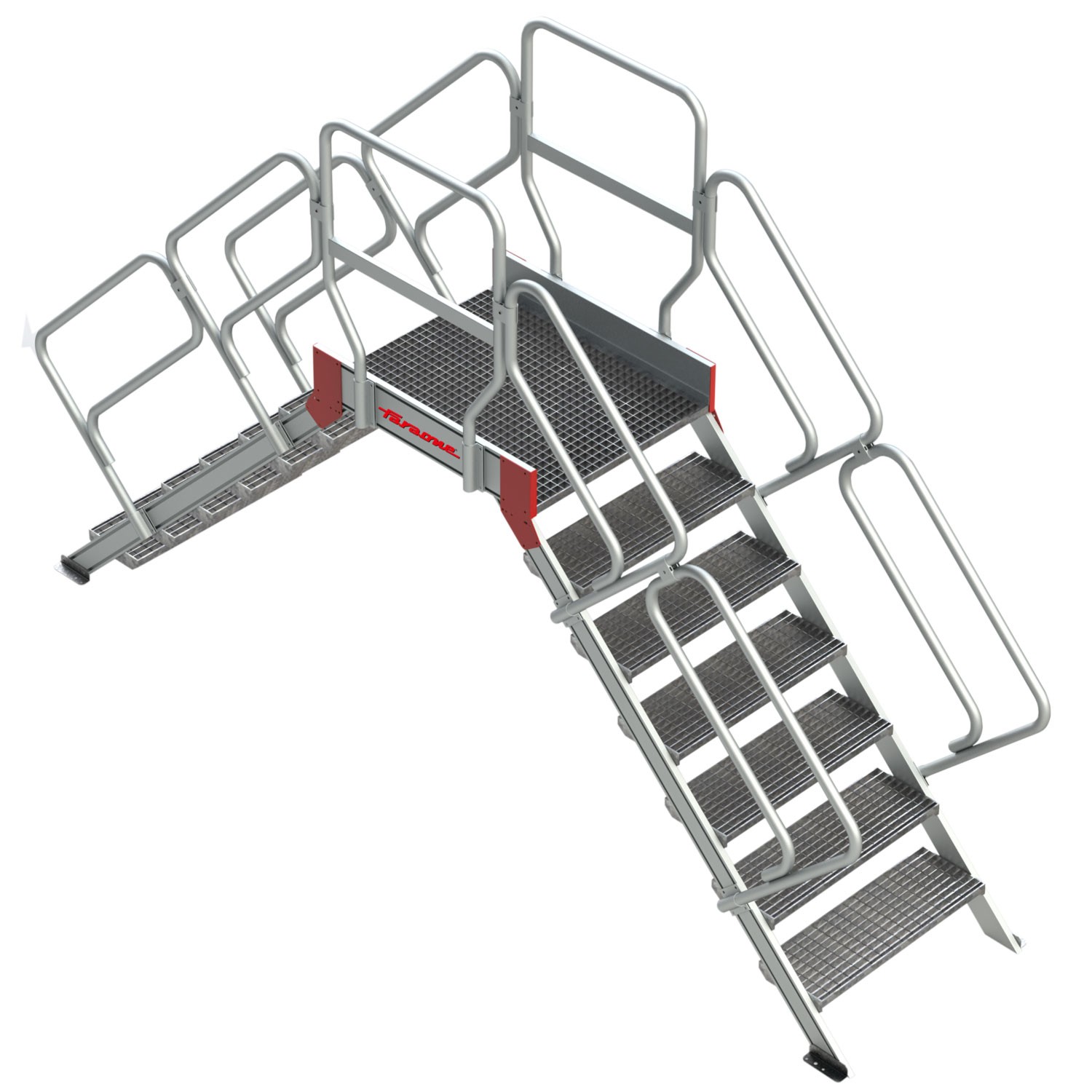 SP-T | Escalier type pont avec plate-forme en Tramex | Inclinaison 45o