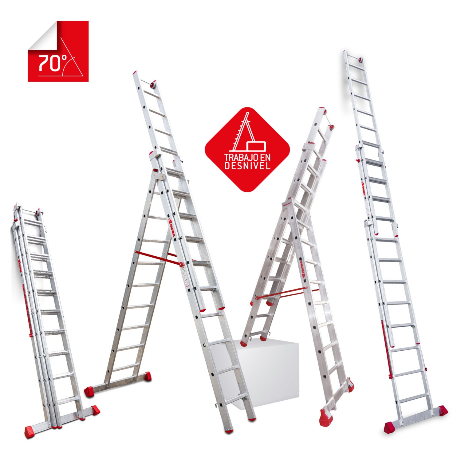 EN1500 | Échelle polyvalente à 3 sections avec marches confortables