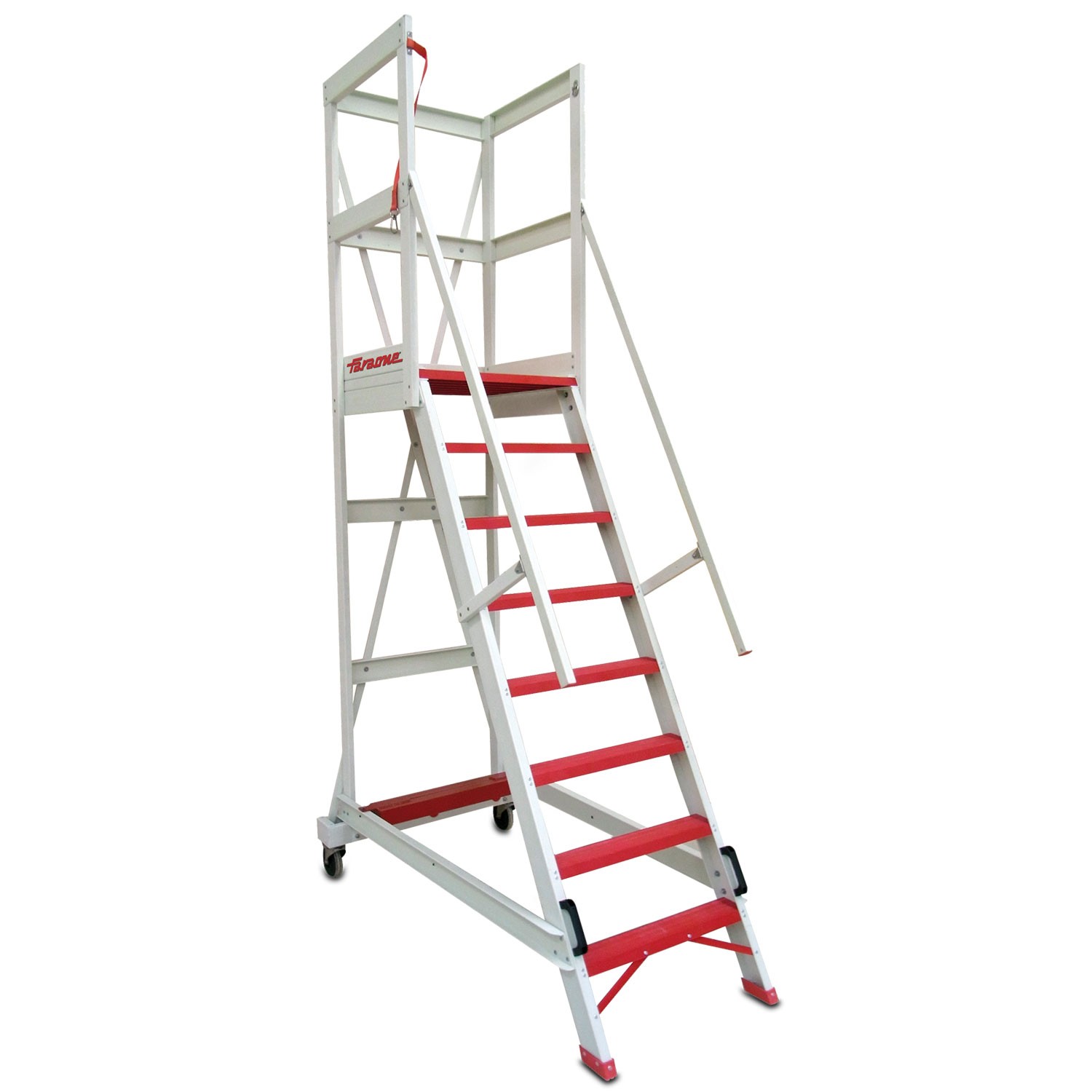 ALFI | Échelle avec plate-forme et garde-corps de sécurité en fibre de verre