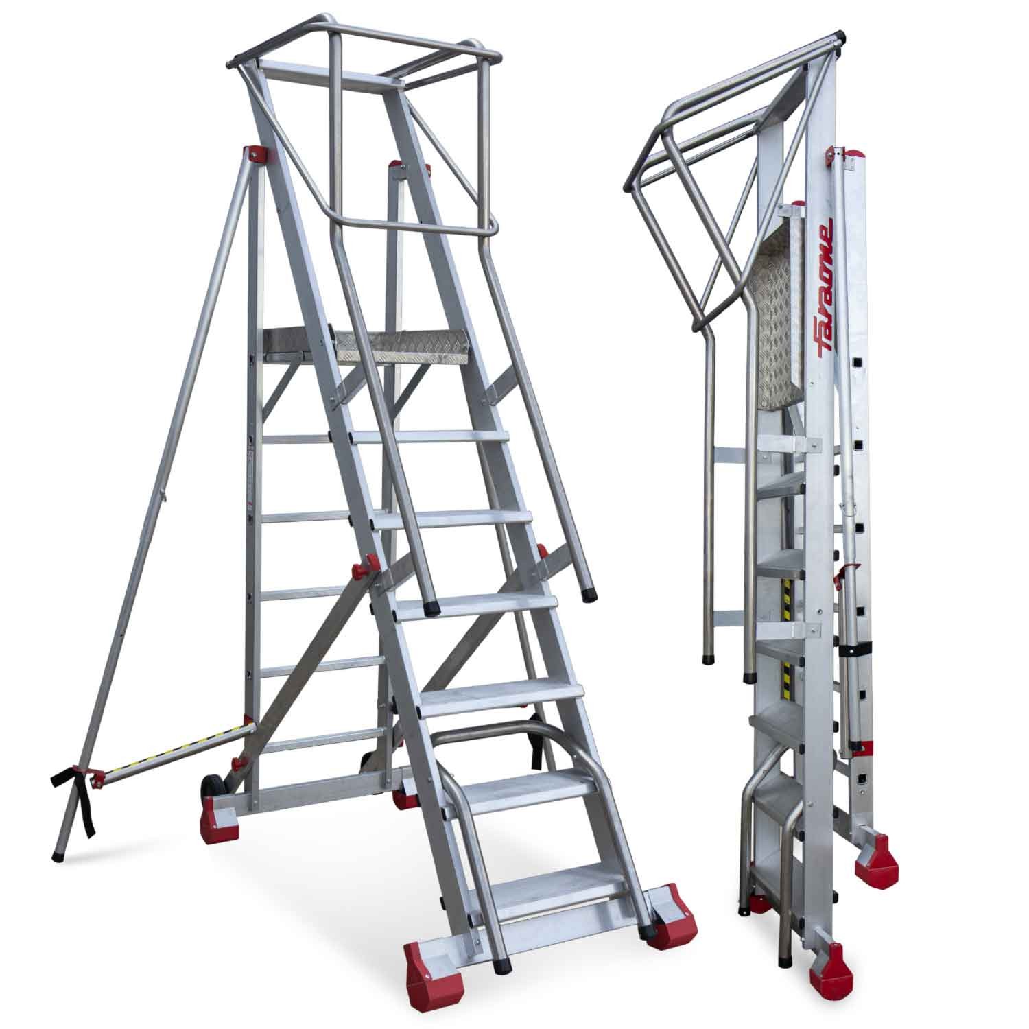 SMTS | Échelle d'entrepôt avec plate-forme, roues et stabilisateurs à partir du modèle SMTS120