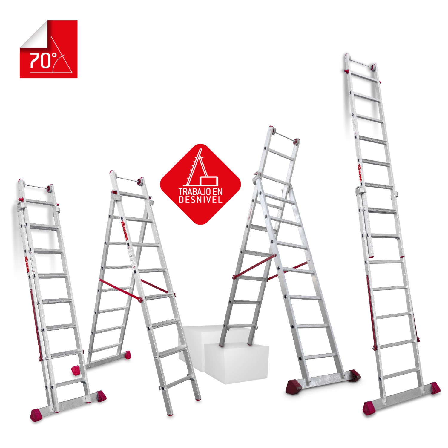 EN1400 | Échelle polyvalente à 2 sections avec marches confortables