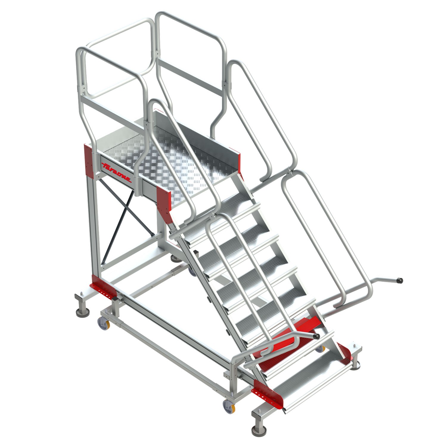 SY45 | Escalier avec plate-forme et quatre roues | Inclinaison de 45°