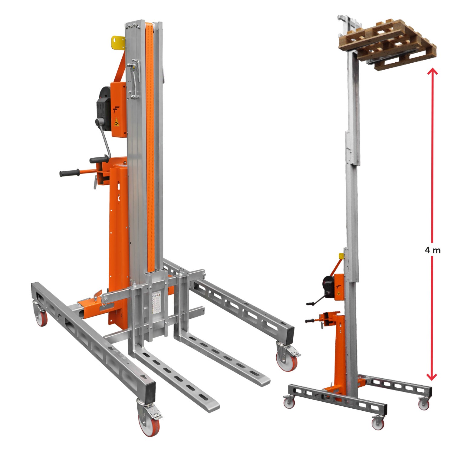 HW-S | Elevador de materiales en aluminio, máximo 250 kg.